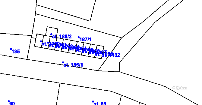 Parcela st. 1132 v KÚ Chvaleč, Katastrální mapa