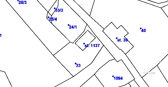Parcela st. 1137 v KÚ Chvaleč, Katastrální mapa