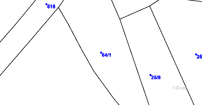 Parcela st. 64/1 v KÚ Chouzovy, Katastrální mapa