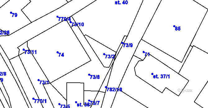 Parcela st. 73/2 v KÚ Chválenice, Katastrální mapa
