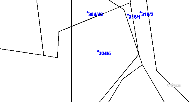 Parcela st. 304/5 v KÚ Chválenice, Katastrální mapa