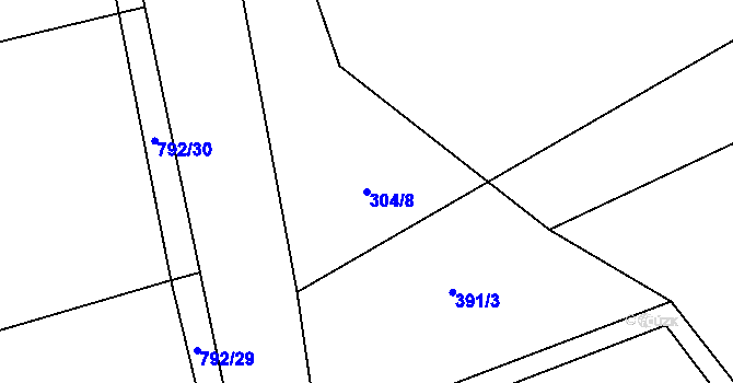 Parcela st. 304/8 v KÚ Chválenice, Katastrální mapa