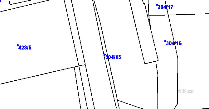 Parcela st. 304/13 v KÚ Chválenice, Katastrální mapa