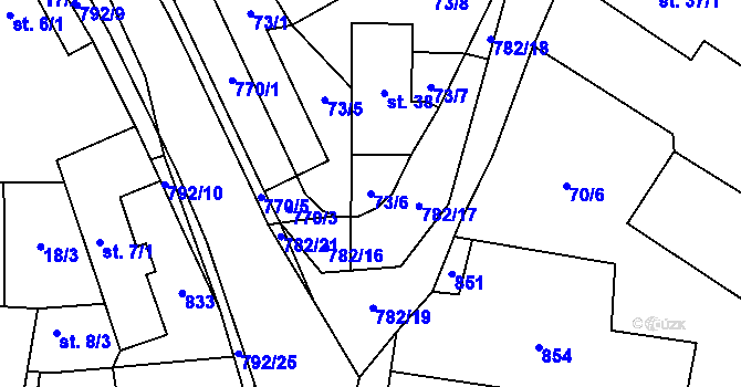 Parcela st. 73/6 v KÚ Chválenice, Katastrální mapa