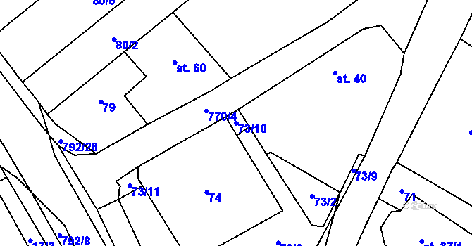 Parcela st. 73/10 v KÚ Chválenice, Katastrální mapa