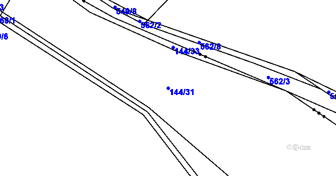 Parcela st. 144/31 v KÚ Chválenice, Katastrální mapa