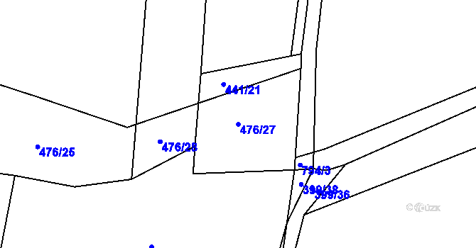 Parcela st. 476/27 v KÚ Chválenice, Katastrální mapa
