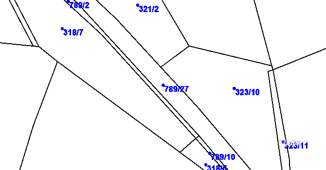 Parcela st. 789/27 v KÚ Chválenice, Katastrální mapa
