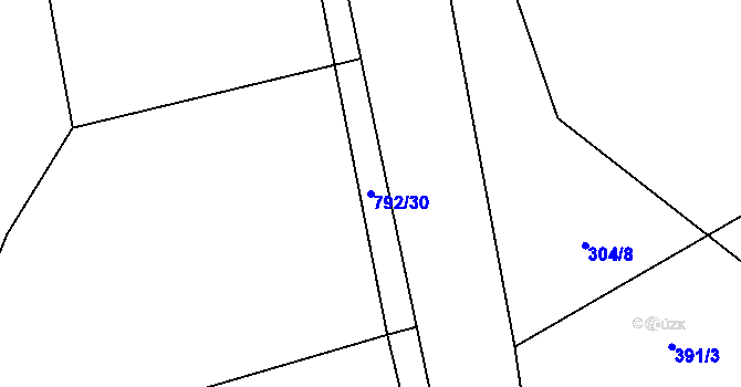 Parcela st. 792/30 v KÚ Chválenice, Katastrální mapa