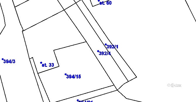 Parcela st. 392/4 v KÚ Želčany, Katastrální mapa