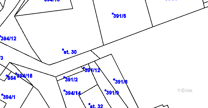Parcela st. 392/3 v KÚ Želčany, Katastrální mapa