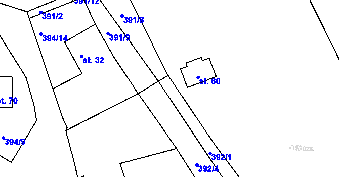 Parcela st. 391/10 v KÚ Želčany, Katastrální mapa