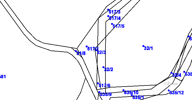 Parcela st. 32/3 v KÚ Želčany, Katastrální mapa