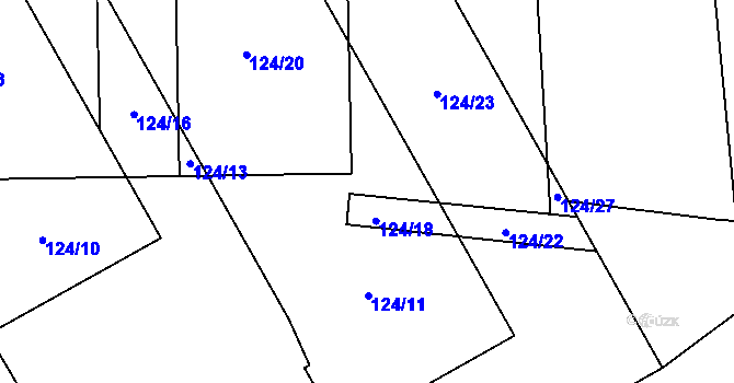 Parcela st. 124/19 v KÚ Chvalešovice, Katastrální mapa