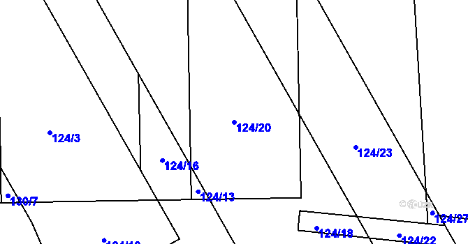 Parcela st. 124/20 v KÚ Chvalešovice, Katastrální mapa