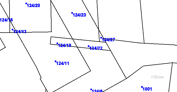 Parcela st. 124/22 v KÚ Chvalešovice, Katastrální mapa
