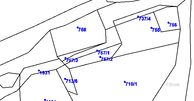 Parcela st. 757/1 v KÚ Chvalešovice, Katastrální mapa