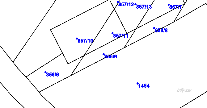 Parcela st. 856/9 v KÚ Chvalešovice, Katastrální mapa
