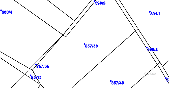 Parcela st. 857/38 v KÚ Chvalešovice, Katastrální mapa