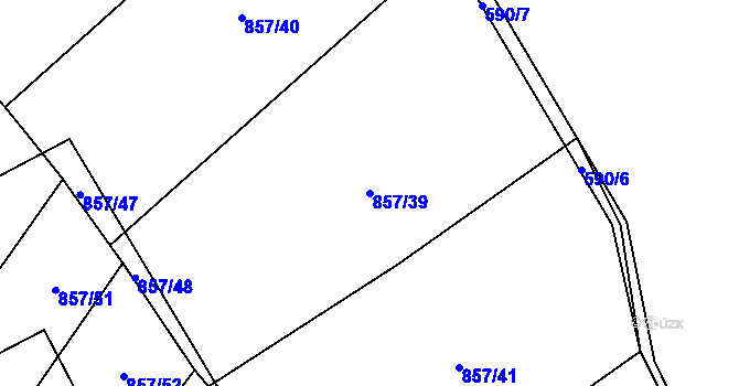 Parcela st. 857/39 v KÚ Chvalešovice, Katastrální mapa