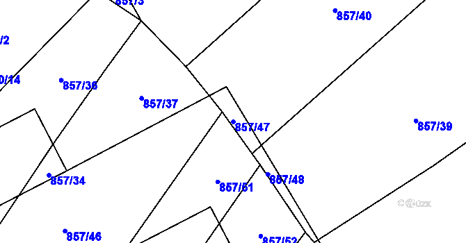 Parcela st. 857/47 v KÚ Chvalešovice, Katastrální mapa