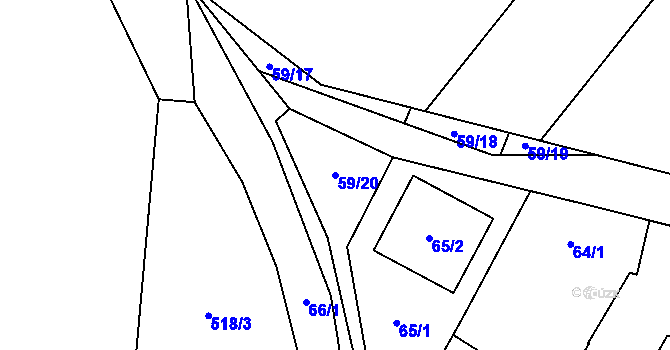 Parcela st. 59/20 v KÚ Chvalešovice, Katastrální mapa