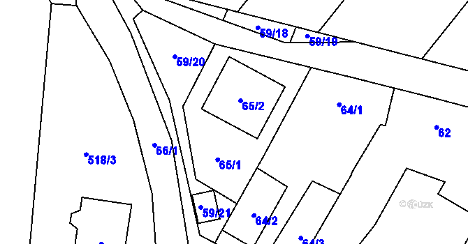 Parcela st. 65 v KÚ Chvalešovice, Katastrální mapa