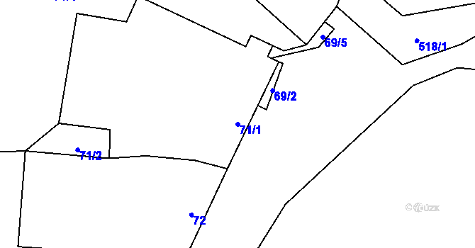 Parcela st. 71/1 v KÚ Chvalešovice, Katastrální mapa