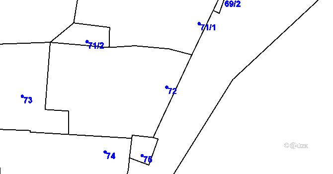 Parcela st. 72 v KÚ Chvalešovice, Katastrální mapa