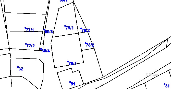 Parcela st. 78/2 v KÚ Chvalešovice, Katastrální mapa