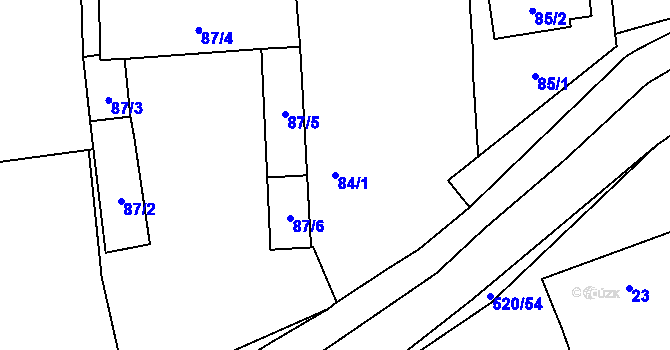 Parcela st. 84/1 v KÚ Chvalešovice, Katastrální mapa