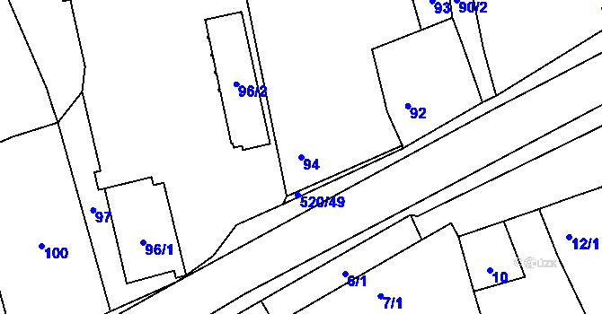Parcela st. 94 v KÚ Chvalešovice, Katastrální mapa