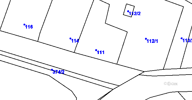 Parcela st. 111 v KÚ Chvalešovice, Katastrální mapa