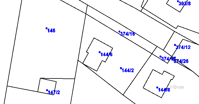 Parcela st. 144/6 v KÚ Chvalešovice, Katastrální mapa