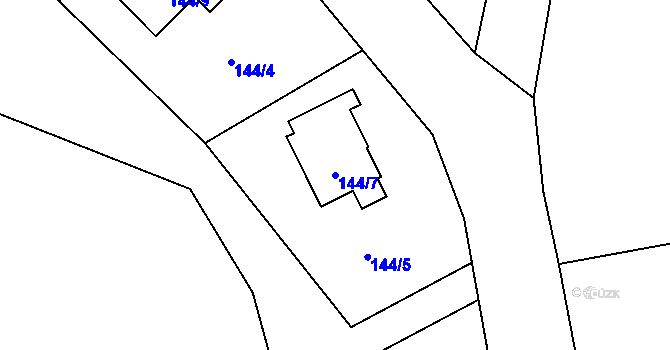 Parcela st. 144/7 v KÚ Chvalešovice, Katastrální mapa
