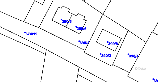 Parcela st. 390/2 v KÚ Chvalešovice, Katastrální mapa