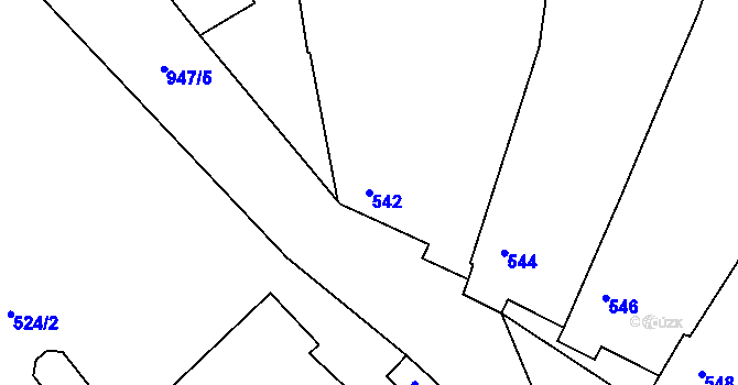Parcela st. 542 v KÚ Chvalešovice, Katastrální mapa