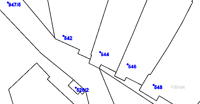 Parcela st. 544 v KÚ Chvalešovice, Katastrální mapa
