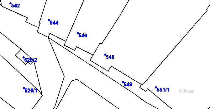 Parcela st. 548 v KÚ Chvalešovice, Katastrální mapa