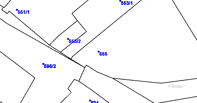 Parcela st. 555 v KÚ Chvalešovice, Katastrální mapa