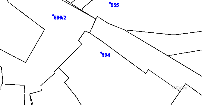Parcela st. 594 v KÚ Chvalešovice, Katastrální mapa