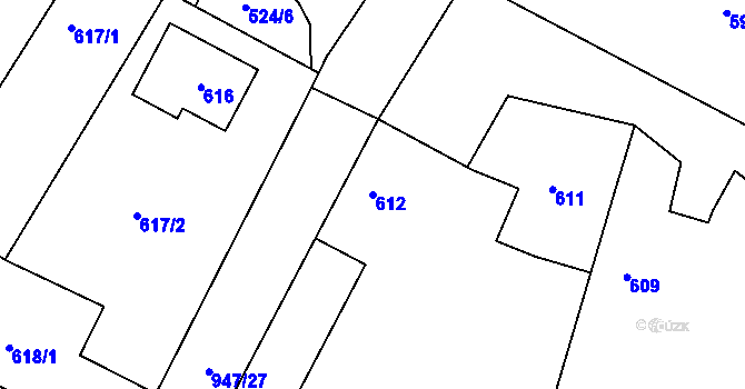 Parcela st. 612 v KÚ Chvalešovice, Katastrální mapa