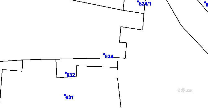 Parcela st. 634 v KÚ Chvalešovice, Katastrální mapa