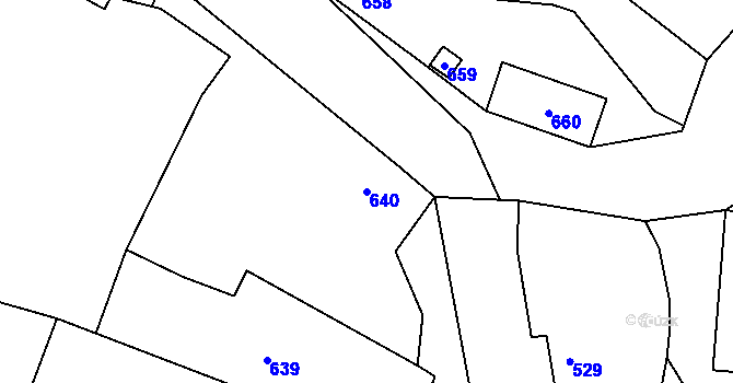 Parcela st. 640 v KÚ Chvalešovice, Katastrální mapa
