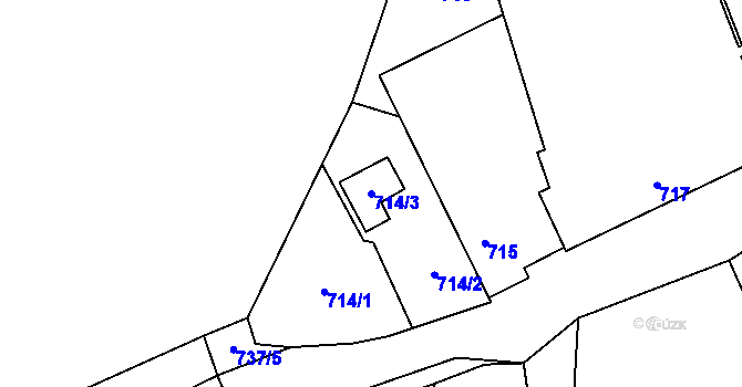 Parcela st. 714/3 v KÚ Chvalešovice, Katastrální mapa