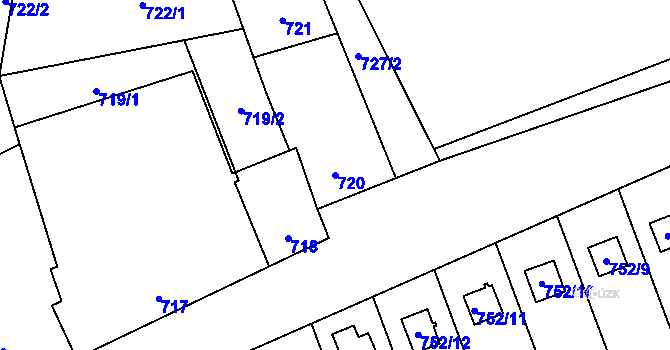 Parcela st. 720 v KÚ Chvalešovice, Katastrální mapa