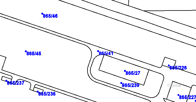Parcela st. 865/41 v KÚ Chvalešovice, Katastrální mapa