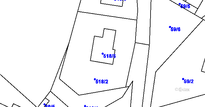 Parcela st. 518/5 v KÚ Chvalešovice, Katastrální mapa