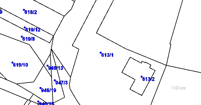 Parcela st. 613/1 v KÚ Chvalešovice, Katastrální mapa