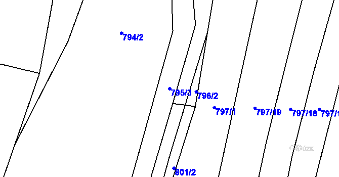 Parcela st. 795/3 v KÚ Chvalešovice, Katastrální mapa
